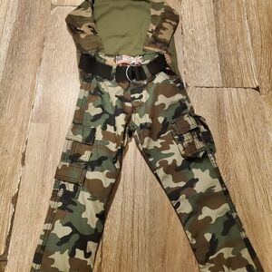 Green and Brown Camouflage Matching Set Trousers